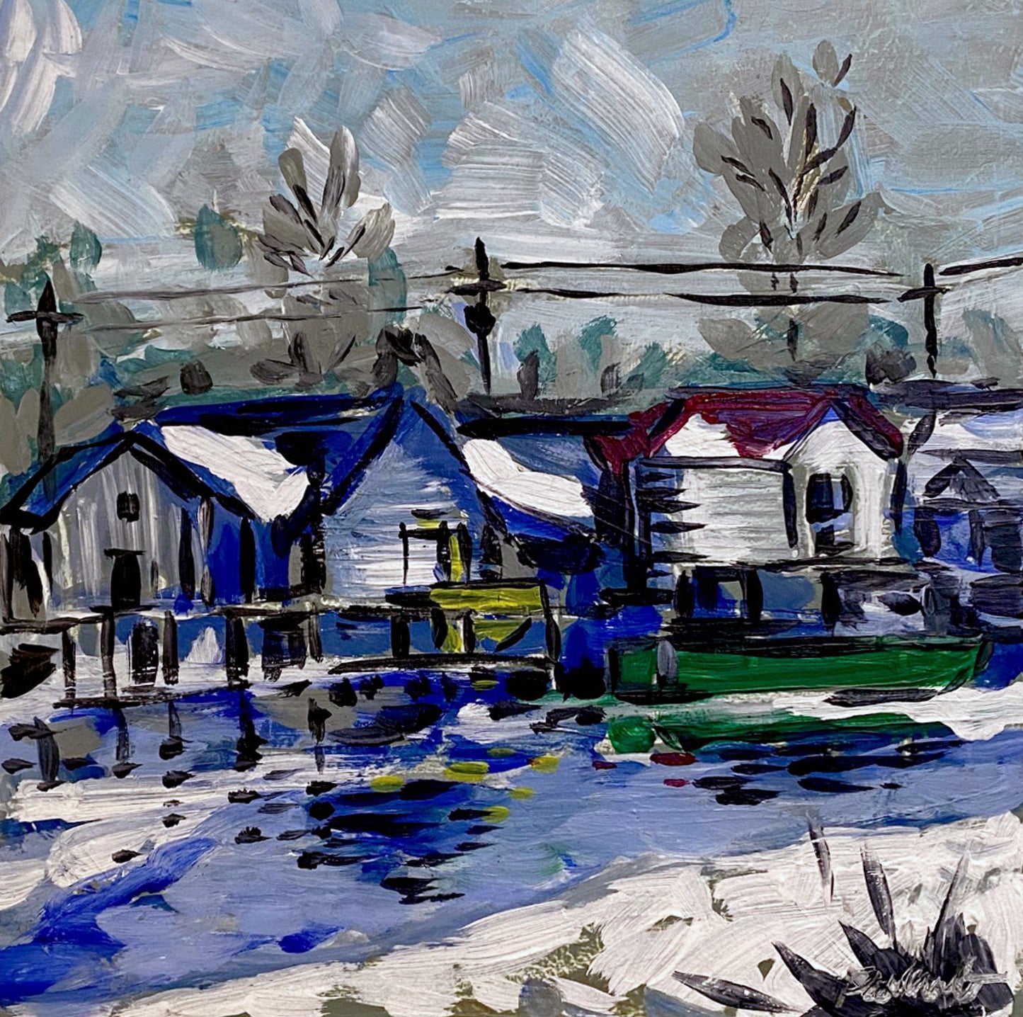 Fishtown Leland in Winter (8x8)