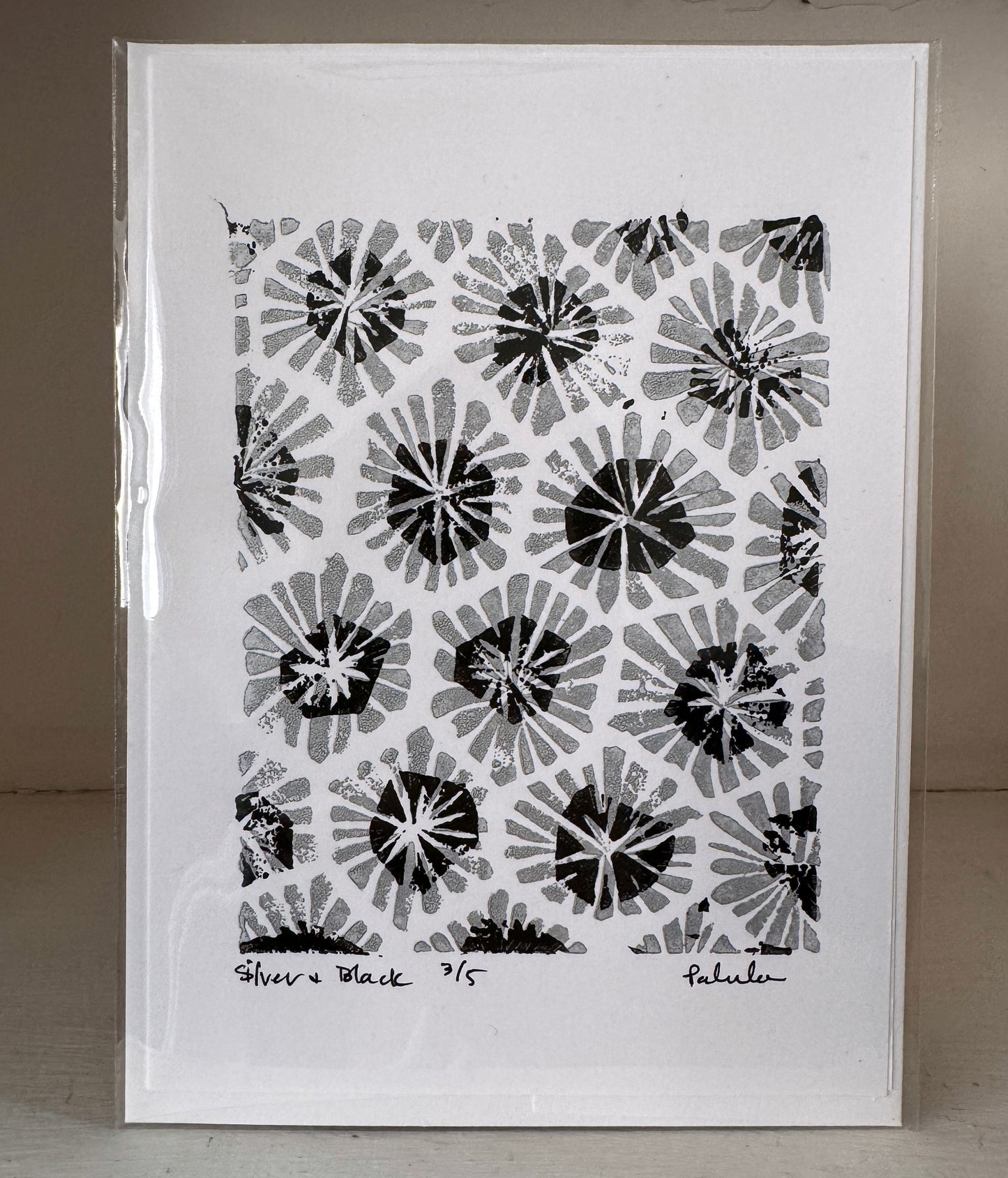 Limited Edition Block Print Card - Silver Petoskey