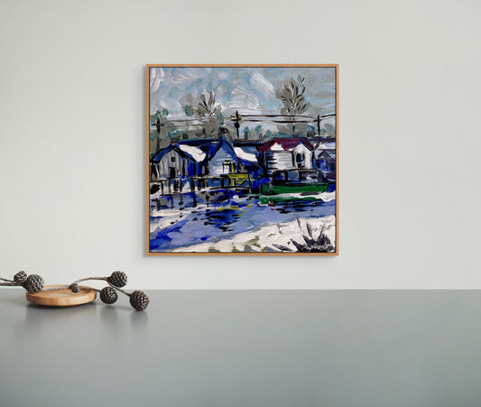 Fishtown Leland in Winter (8x8)